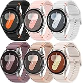 6 Pack Sport Band Compatible with Samsung Galaxy Watch 7 Band 40mm 44mm, No Gap Soft Silicone Strap for Galaxy Watch 6 5 4 FE/Galaxy Watch 6/4 Classic 47mm 43mm 46mm 42mm/Watch 5 Pro 45mm Men Women