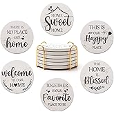 Housewarming Gifts for New Home Coasters Farmhouse Coffee Table Decor Set of 6 Pack Ceramic Cup Coaster Modern House Warming Gift Decorations Coster Cute Marble Drink Coasters Set