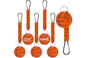 Eyourlife 6PCs Ball Braided Lanyard Keychain, Ball Keychain with Hook and DIY Card,Backpack Charms Team Gifts for Sport Fan
