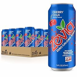 Zevia Zero Calorie Soda, Cherry Cola, 16 Ounce Cans