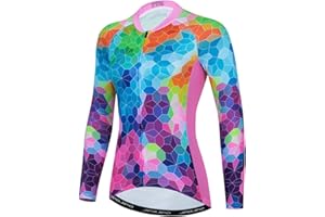 Hotlion Womens Cycling Jersey Long Sleeve Bike Shirts Team Bicycle Clothing with Pockets HT1