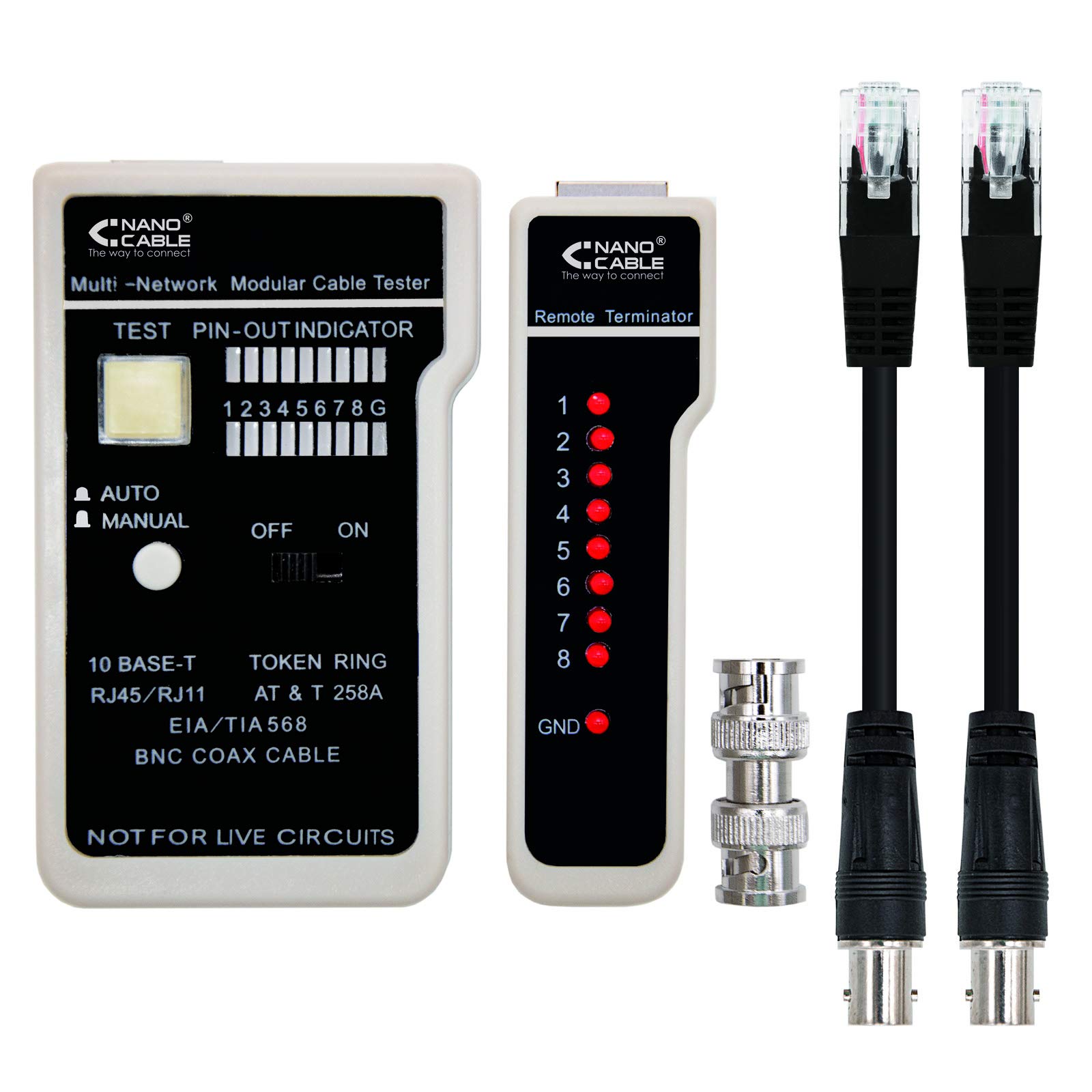 Para-Nanocable Testeador Cable RJ11 / RJ12 / RJ45, Coaxial