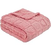 MACEVIA Valentines Day Pink Heart Blanket Love Blanket for Women Super Soft & Warm Fuzzy Fleece Heart Blankets Pink Throws for Her Wife Girlfriend Mom Sister (Pink, 50"x60")