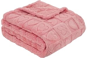 MACEVIA Valentines Day Throw Blanket for Women with Heart, Love Blanket Heart Blanket for Her Wife Girlfriend Mom Super Soft & Warm Fuzzy Fleece Blanket for Couch Sofa Bed 280gsm (Pink,50"x60")