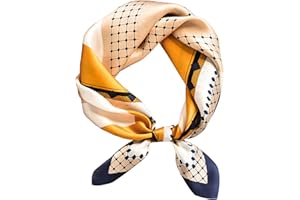 kcctoo 27.5" Mulberry Silk Feeling Head Scarf Women's Fashion Square Neck Satin Scarfs for Bag Hair Scarves Gift