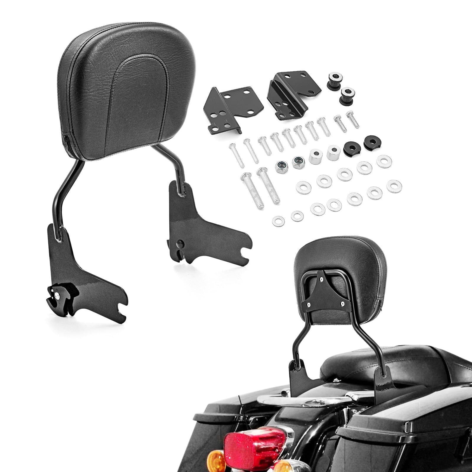 Photo 1 of ///////PHOTO AND DESCRIPTION SIMILAR TO THE PRODUCT///////Mofun Sissy Bar Passenger Backrest with Mounting Rack Docking Hardware Kit Compatible with Harley Touring Road King Street Electra Road Glide 1997-2008