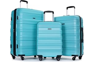 Travelhouse Luggage Sets, Expandable Hardside Suitcases 24in/28in, Carry on 20in,3 Piece Set Travel Luggages Clearance with Double Spinner Wheels TSA Lock Lightweight (23066-SKY)
