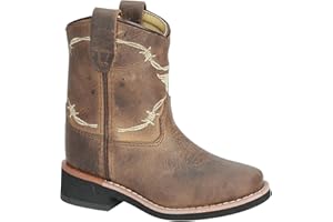 SMOKY MOUNTAIN BOOTS Smoky Mountain Kids' Logan Square Toe Boot, Brown Waxed Distress - 5.5 R