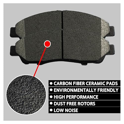 YXPCARS Drilled & Slotted Brake Kit – Front & Rear Rotors With Ceramic Pads For Honda Civic 2016-2021