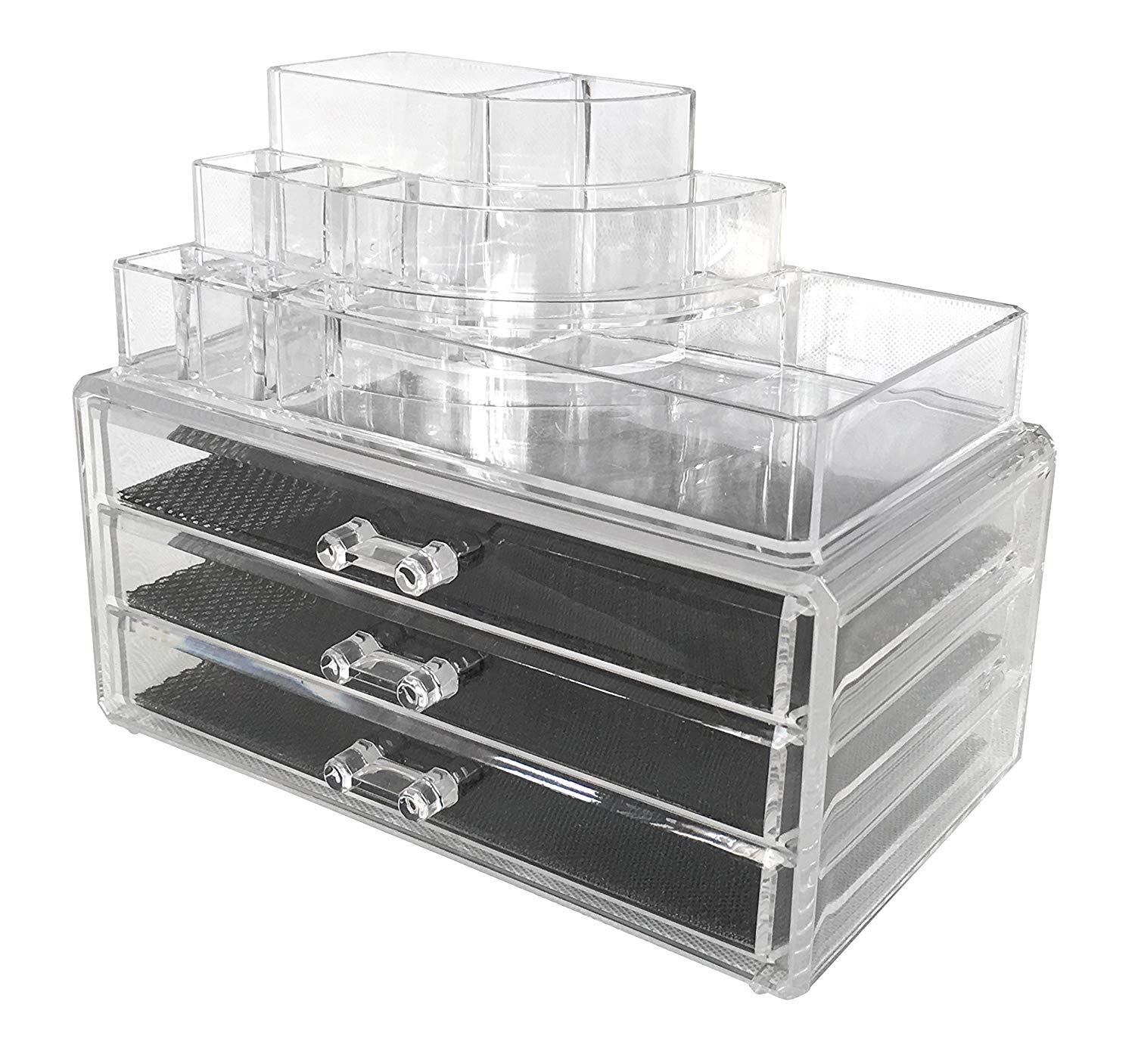 Sunam S Double Layer 3 Drawer Clear Acrylic Make Up Cosmetic