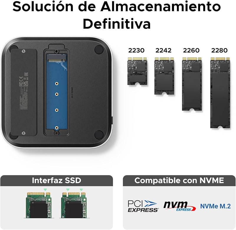 Docking Station Compatível com Mac Mini M4 e M4 Pro Dock Station Hub USB C 10 em 1 com M.2 NVME SSD Case TF SD Card Reader 7 portas USB 10Gbps 5Gbps
