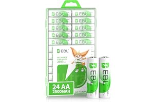 EBL AA Rechargeable Batteries 1.2V 2500mAh High Performance Pre-Charged AA Batteries - 24 Pack