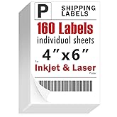 Shipping Labels 4x6 Inch, for Home and Office Printers, Strong Adhesive Stickers, Matte 160 Sheets
