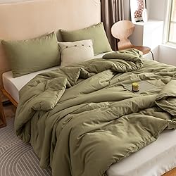 ROSGONIA Queen Comforter Set Olive Green, 3pcs