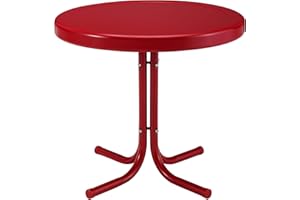 Crosley Furniture Griffith Weather Resistant Retro Metal Outdoor Side Table for Patio, Deck, Porch, Red