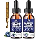 Cortisol Supplements for Women - Cortisol Manager Liquid Drops with Magnesium, Ashwagandha & Rhodiola rosea, L-theanine - Promotes Relaxation & Better Sleep, Mood, Blueberry Flavors, 1FL.OZ(2PC)