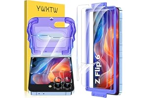 YWXTW EZ Alignment for Samsung Galaxy Z Flip 6 Screen Protector, [Strengthen Crease Test] 3Pcs Inner Soft EPU Film+2Pcs Front Display Tempered Glass+1 Set Camera lens Protector, Anti Scratch