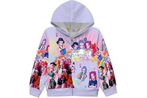 Girls Demon Hoodies Long Sleeve 3D Cartoon Cute Graphic Hooded Sweatshirt Rumi Mira Zoe Full Zip Pullover Tops