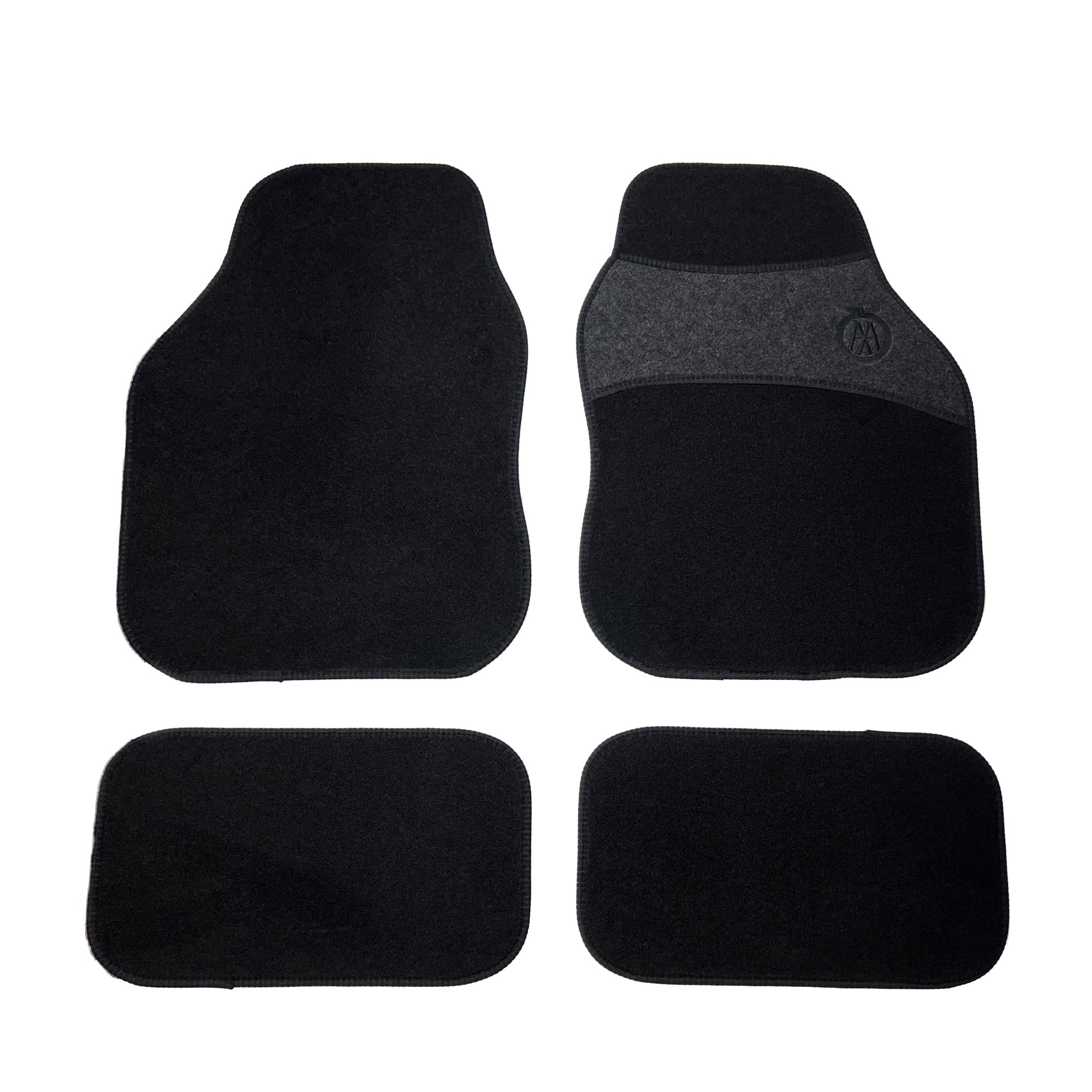 AA Car Mats - Grey Carpet, Anti-Slip Backing, Heel Pad, Universal Fit, Embroidered AA Logo - Set of 4