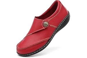 TERRIKAT Women's Classic Casual Leather Loafers Cute Moc Toe Slip On Comfort Walking Flats Lightweight Work Shoes