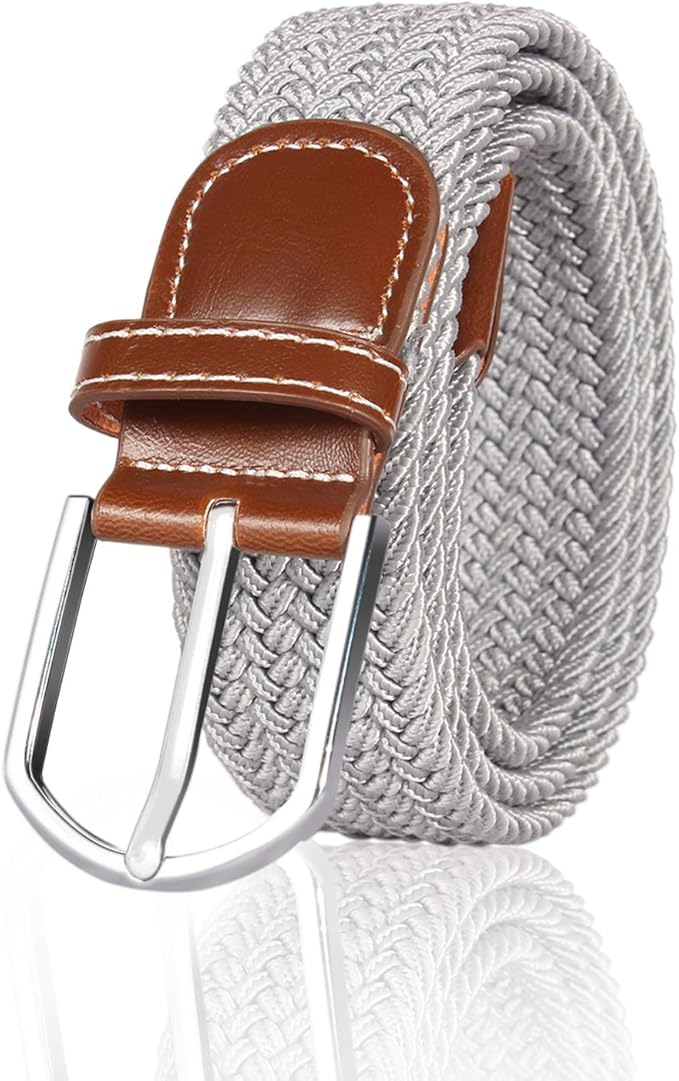 ITIEZY Elastic Stretch bing Braided Belt Men Black White Blue Grey Fashion and Casual Amazon