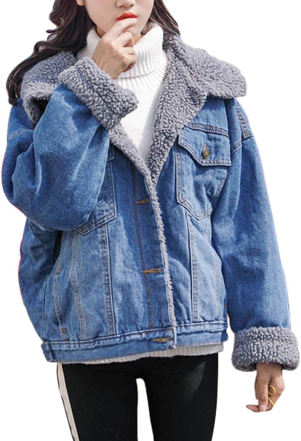 oversized sherpa jean jacket