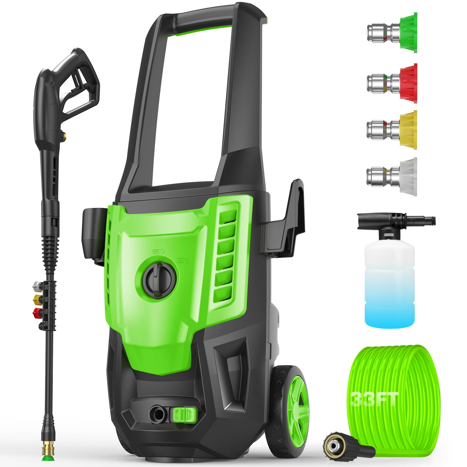 Professional Pressure Cleaner 5000PSI, 4.0GPM Portable Power Cleaner with 4 QC Nozzles and Soap Bottle, Cleaner Machine for Cars/Home/Driveways/Patios/Decks/Fences (Green)