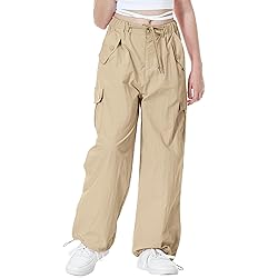 Rolanko Parachute Pants for Girls Y2K Cargo Pants