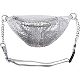 RARITYUS Sparkly Sequin Fanny Packs Glitter Waist Bag with Adjustable Strap for Women Girls Unisex