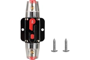 M1A2 Circuit Breaker Switch 30A Waterproof Fuse Inline Holder 3-15 AWG Resettable Fuse Manual Reset 12V-48V DC for Car Audio Sound Amplifier System RV Home Marine Boat Truck