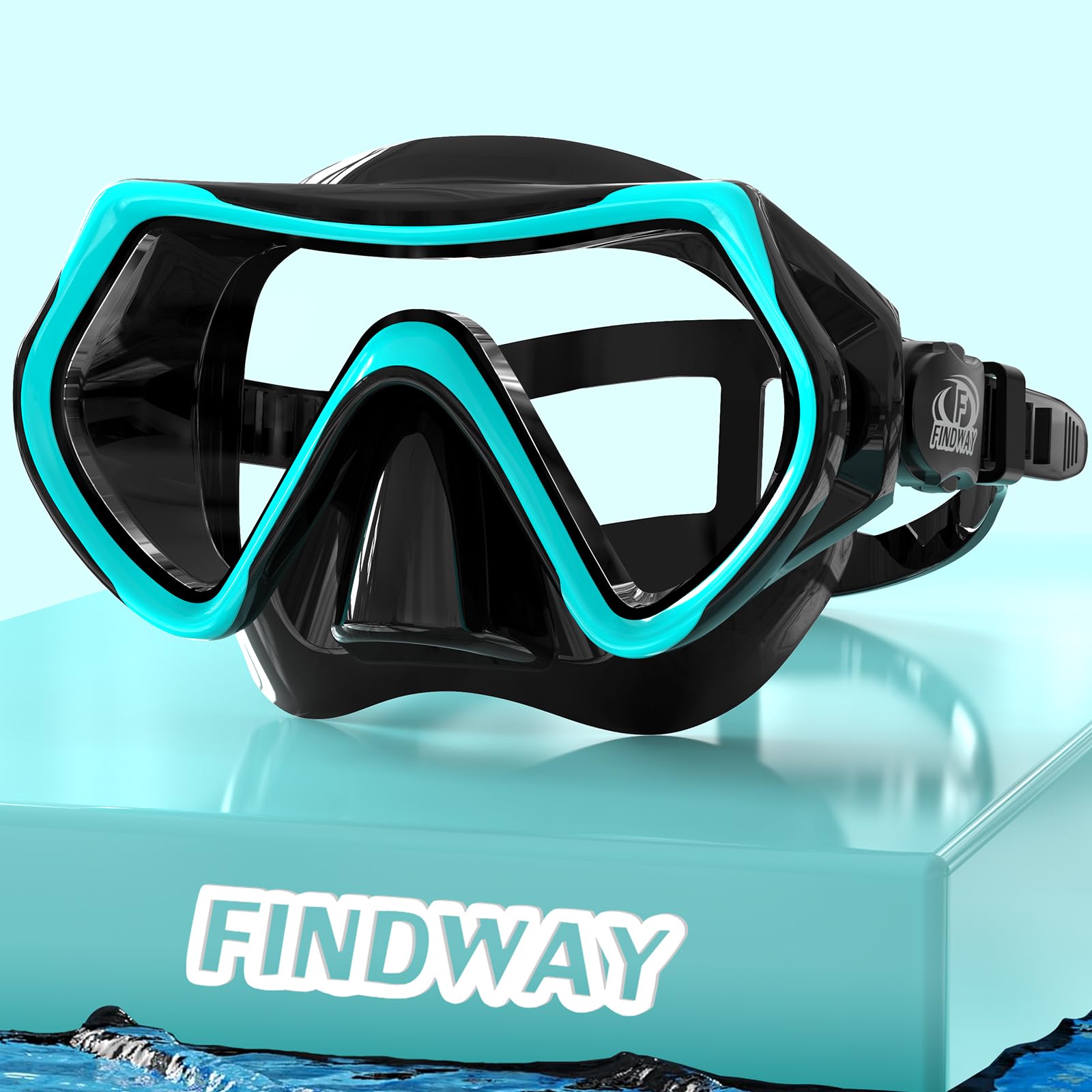 Findway Snorkel Mask,180°view Snorkelling Mask Adult & Junior, Diving mask Anti-Fog & Anti-UV Tempered Glass, Wide View Snorkel Mask, Easy Adjustable Strap Mask for Diving, Snorkelling and Swimming