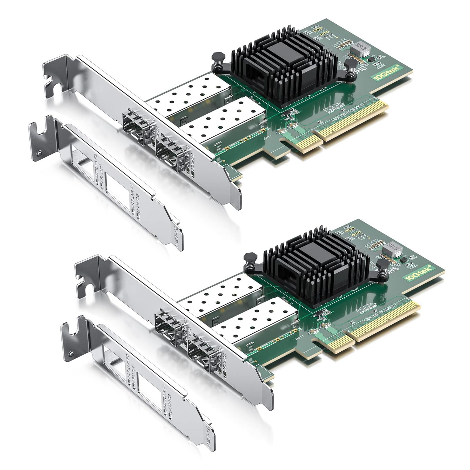 Photo 1 of 10Gtek 10Gb PCI-E NIC Network Card, Dual SFP+ Port,with Intel 82599ES Controller,PCI Express Ethernet LAN Adapter Support Windows Server/Linux/VMware,Compare to Intel X520-DA2(E10G42BTDA),2-Pack
