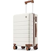 Hulsin Carry on Luggage Suitcase, 22x14x9 Airline Approved 20 Inch Hardside Carry-on Luggage with Spinner Wheels, Hard Shell Luggage with TSA Lock, Hard Case Small Travel Suitcase (White, 20-Inch)