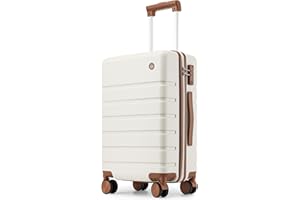 Hulsin Carry on Luggage Suitcase, 22x14x9 Airline Approved 20 Inch Hardside Carry-on Luggage with Spinner Wheels, Hard Shell Luggage with TSA Lock, Hard Case Small Travel Suitcase (White, 20-Inch)