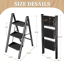 HBTower 3 Step Ladder Folding Step Stool, 330 Lbs