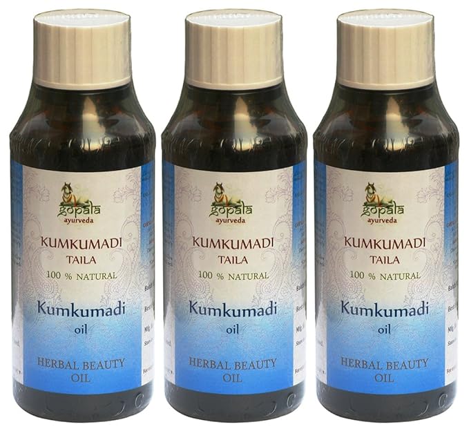KUMKUMADI OIL 50ml (USDA Certified Organic) (Pack of 3) With Free