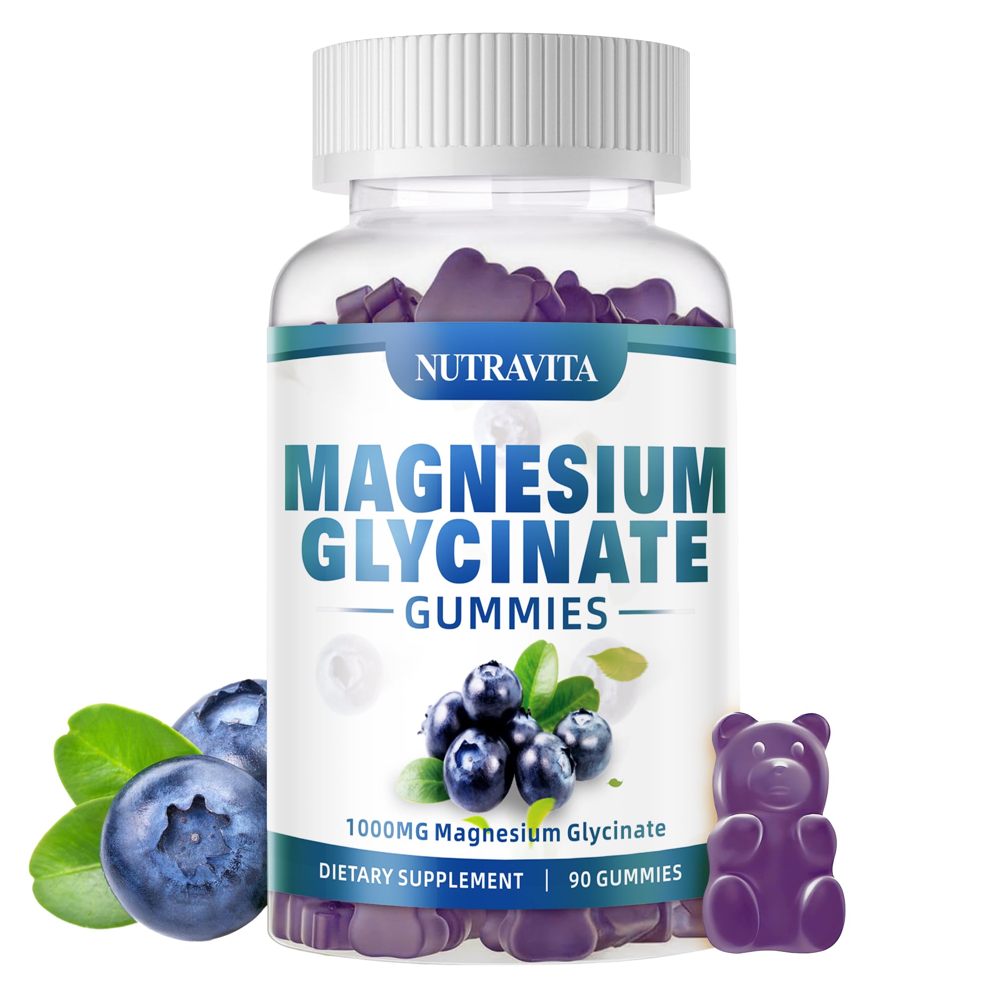 Photo 1 of **EXP:09/26**Magnesium Glycinate Gummies 1000mg with Magnesium L-Threonate,Chelated Magnesium Potassium Complex Supplement with VitD, B6, CoQ10, Calcium,Supports for Memory, Calm, Mood - 90 Gummies Blueberry