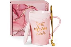 ONEVIVE Funny Coffee Mug Gifts for Mom Women Best Mom ever Gifts, 14 oz Pink Ceramic Coffee Mug Birthday Gift Christmas Gift Mom Gifts(Best Mom Ever)
