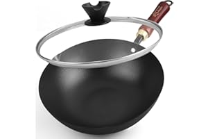 Souped Up Recipes 10 Inch Carbon Steel Wok for Electric, Induction and Gas Stoves (Lid and User Guide Video Included)