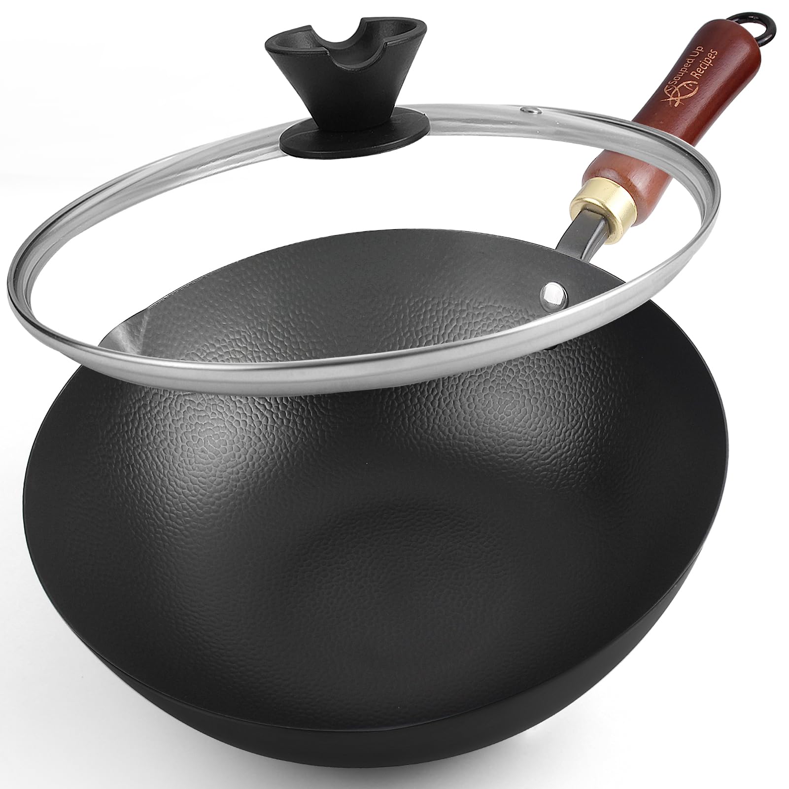 Photo 1 of Souped Up Recipes 10 Inch Carbon Steel Wok For Electric, Induction and Gas Stoves (Lid and User Guide Video Included)