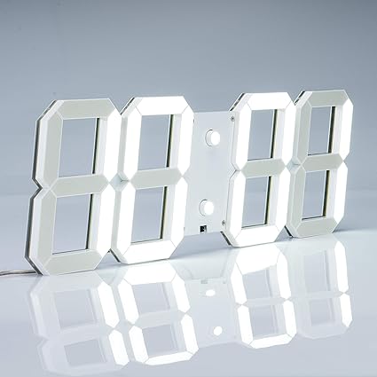 pinty reloj de pared digital led grande tiempo fecha temperatura despertador cuenta regresiva luz diseno moderno blanco de fondo
