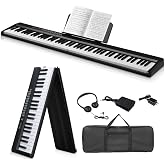 Ktaxon Foldable Piano Keyboard 88 Key Electronic Keyboard Piano (Black) | Full Equipment for Beginners with A Portable Bag, Professional Pedal, Stereo Headphones,MIDI Bluetooth &amp; 2 Power Supply Modes