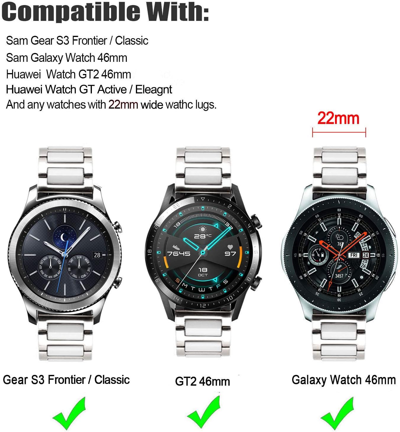 DEALELE Strap Compatible with Samsung Gear S3 Frontier/Classic/Galaxy Watch 46mm / Huawei GT2 46mm - Image 4