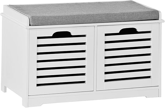 SoBuy FSR23-WN - Banco de organización con cojín y 2 cestas, Mueble