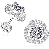 JIEKAYUAN 2CT Moissanite Stud Earrings for Women Wife D Color VVS1 Round Cut Moissanite for Mom Her S925 Sterling Silver for Anniversary Birthday Christmas Valentines