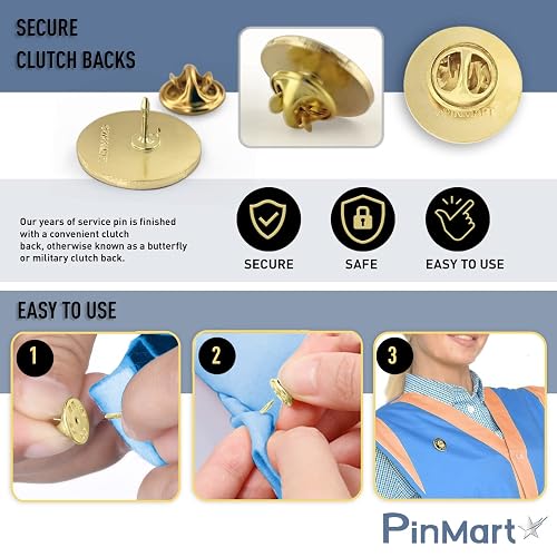 PinMart Gold Plated Excellence In Service Award Lapel Pin – With Rhinestone, For 1-60 Years - View #14