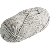 Knit Picks Wool of the Andes Cream Wool Tweed Yarn for Knitting | 50g of soft worsted weight crocheting yarn in Down Heather color, good for felting.