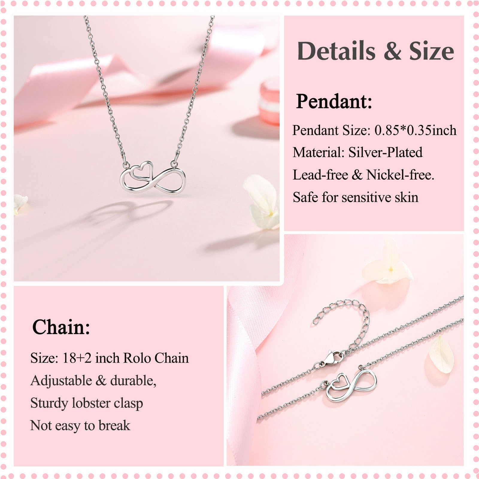 UNGENT THEM Infinity Heart Necklace for 13 16 18 Year Old Birthday Girls, Birthday Present for Daughter Granddaughter Friends