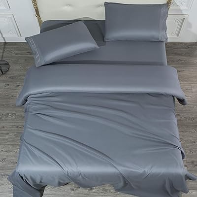 SONORO KATE Bed Sheet Set Super Soft Microfiber 1700 Thread Count Luxury Egyptian Sheets 16-Inch Deep Pocket，Wrinkle and Hypoallergenic-4 Piece (Dark Grey, Queen)