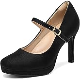 mysoft Women's Pumps Closed Toe Mary Jane Pumps Round Toe Platform High Heel Dress Shoes